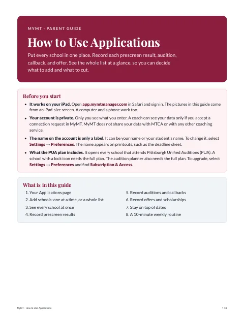 Cover of the MyMT guide How to Use Applications